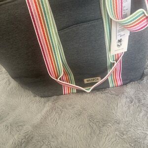 Wildfox Gray Tote with Rainbow Straps